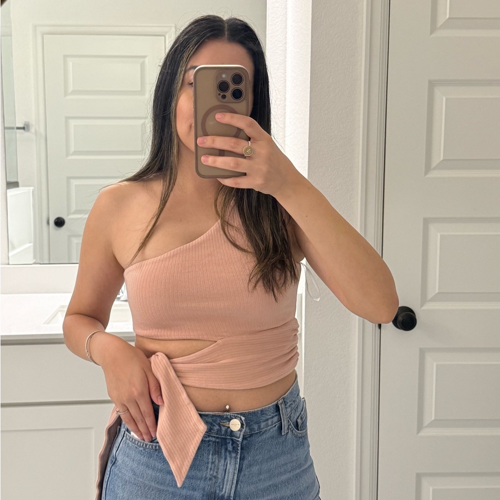 Lovers + Friends Blush Ribbed Top